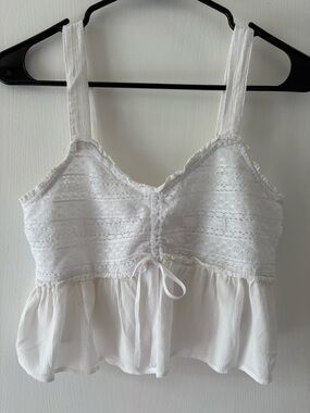 American Eagle White Lace Peplum Crop Top NWOT Size XS